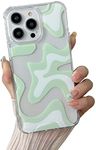 Sayoaho Compatible iPhone Case, Cute Painted Art for Women and Girls, Soft TPU Edge PC Back Protective Shockproof Phone Case - Green