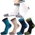 REKYO 5 Pairs Mens Toe Socks Cotton Athletic Running Sport Five Finger Crew Socks for Men Breathable, Sport, 39-46