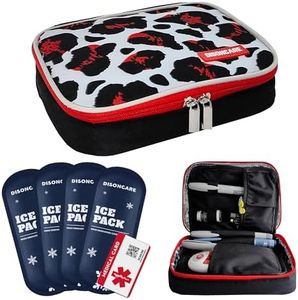 DISONCARE Insulin Cooler Travel Case Medicine Organizer Diabetic Medication Bag for Insulin Pens and Other Diabetes Supplies with 4 Ice Packs, Insulation Liner, and Medical Card