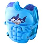 Jukusa Kids Shark Swim Vest | Blue Safety Floatation Jacket with Adjustable Straps | Comfortable & Lightweight Swim Aid for Children | Perfect for Pools & Beaches (1 Pcs.)