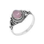 Rose Quartz Stone Ring 925 Sterling Silver Statement Ring For Women Size UK M Natural Gemstone Ring Handmade Ring Christmas Gifts Ring Jewelry