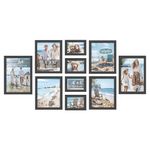 SONGMICS Set of 10 Picture Frames, Two A4, Four 20 x 25 cm (8 x 10 Inches), Four 10 x 15 cm (4 x 6 Inches), Plastic Front, MDF, Ink Black RPF311B01