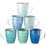 vancasso Bonita Mugs Set of 6, 360ml Stoneware Coffee Cup and Mug, Microwave & Dishwasher Safe Tea Cups, Large Mugs for Hot Drinks, Cool Color