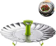 Vegetable Steamers Basket, BetterJonny Stainless Steel Collapsible Steamer Insert Folding Steamer with Anti-hot Extendable Handle and Non-Slip Legs