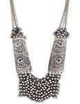 LISA Afghani/Turkish Brass Oxidised German Silver Beaded Long Antique Traditional Design Necklace Jewelry for Women