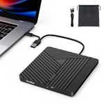Rioddas External USB-C 3.0 CD/DVD Drive Burner +/-RW, Ultra-Slim Portable DVD Player Writer Reader for Windows 11/10/8 Linux, Laptop Desktop PC Mac iMac MacBook