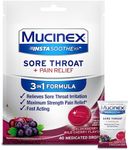 Mucinex Instasoothe Sore Throat Relief, Sore Throat Lozenges, Sore Throat Medicine with Hexylresorcinol, Cough Drops Alternative, 40 Elderberry & Wild Cherry Medicated Numbing Throat Drops