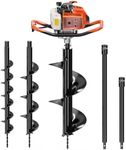 WORKIT 72CC Post Hole Digger, Auger Post Hole Digger Easy Start, 2-Cycle Xtreme Engine, Gas Powered Earth Auger with 4"+6"+12" Auger Drill Bit, 20"+30" Extension Rods, EPA Certification