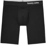 Tommy John Men’s Underwear – Cool Cotton Boxer Briefs with Contour Pouch and Longer 8" Inseam – Comfortable, Breathable Fabric (Medium, Black - 1 Pack)