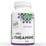 PlantVital High Potency L-Theanine 250mg Capsules - 240 Count - L Theanine Supplement for Relaxation and Stress Management, Non-GMO, Made in Canada - L-Theanine Supplements, 8 Month Supply