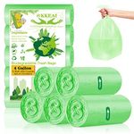 OKKEAI 150 Counts Biodegradable Trash Bags 4-6 Gallon,Small Strong Eco-Friendly Kitchen Bags, Extra Thickening Bag for Yard Wastebaskets,Office,Lawn,Bathroom,Outdoor, Compost,Camping (Green)…