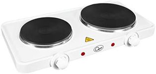 Quest 35250 Electric Twin Hot Plate Control 1000W & 1500W Hobs / 5 Temperature Settings/Portable, Ideal for Cooking While Travelling, 2500 W, White