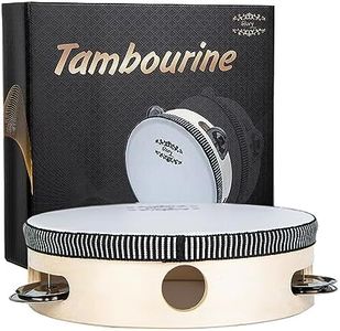 Glory Hand Held Tambourine Drum 6 inch Bell Birch Metal Jingles Percussion Gift Musical Educational Drum Instrument for KTV Party Games (6 inch)