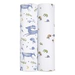 aden + anais Cotton Muslin Swaddle - 2 Pack Squares | Large Receiving Blankets for Girls & Boys | Ideal Newborn Babies & Infant Swaddling Wrap Set | Perfect Outdoors, 120x120cm