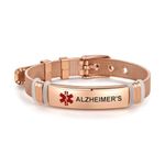 LSxAB Red Medical Alert Alzheimer's Bracelet for Women Men's Emergency First Aid Health Alert Rose Gold Adjustable Wristband Bracelets