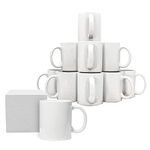 RelianceUK Pack of 12 Large Handle White Sublimation Mugs 11oz Heat Press Ceramic Coffee Cups, Plain Personalized Mugs for Christmas Gifting Comes with Smash Proof Gift Box