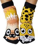 Pals Sloth & Cheetah Crew Socks for Kids, Mismatched Style, Durable & Cozy Pair for Boys and Girls, Funny, Crazy, & Funky, 1 Pair