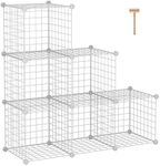 C&AHOME DIY Wire Storage Cubes Metal Grids Bookshelf Modular Shelving Stackable 6 Cube Closet Organizer Bookcase for Toys, Clothes, Books, White