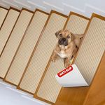 MBIGM 30 inch X 8 inch (15 in Pack) Non-Slip Carpet Stair Treads Non-Skid Safety Rug Slip Resistant Indoor Runner for Kids Elders and Pets with Reusable Adhesive, Beige,