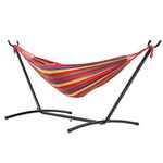 FDW Double Hammocks Portable Hammock Stands Hammock with Stand for Indoor Outdoor Patio Include Hammocks Carrying Bag,Red