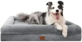 Yiruka Large Dog Bed, Grey Orthopedic Dog Bed, Waterproof Dog Bed with Removable Cover, 4-Sides Removable Bolster Dog Soft Sofa Bed with Nonskid Bottom, Washable Dog Beds for Large Dogs