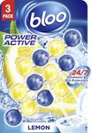 Bloo Power Active Toilet Rim Block Lemon, with Anti-Limescale, Cleaning Foam, Dirt Protection and Extra Freshness - Pack of 3 Rimblocks