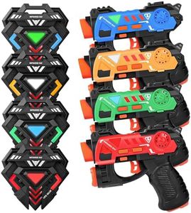 4 Kit de Pistolas Juguetes Laser Tag Guns para Niños, Laser Tag para Niños de 4 5 6 7 8-12 Años, 4 Chalecos de Infrarrojos y 4 Pistolas láser, Multi Jugadores Deportes y Juguetes al Aire Libre