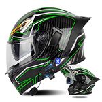 Bluetooth Modular Motorcycle Helmet with Tail ECE Approved Flip Up Front Helmets Dual Visors Full Face Integrated Helmet with Dual Speaker Microphone for Adults Men Women 55-64CM