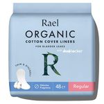 Rael Incontinence Liners for Women, Organic Cotton Cover - Postpartum Essential, Regular Absorbency, Bladder Leak Control, 4 Layer Core with Leak Guard Technology, (Regular, 48 Count)