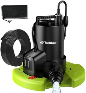 TaskStar 3035 GPH Automatic Pool Cover Pump with 23ft Hose Kit, 1/3 HP Submersible Water Pump with Anti-Clogging Filter Net & 3/4” Check Valve Adapter for Swimming Pool, Hot Tubs, Pond, Rooftops