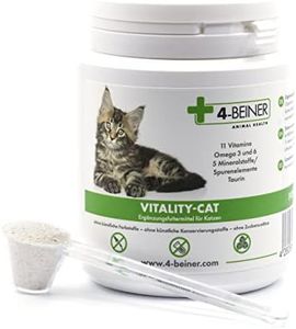 4-BEINER Vitality-Cat, 11 vitamines pour Chats Plus oméga 3, oméga 6, Zinc, sélénium, manganèse, cuivre, Fer, Taurine, multivitamines Chat, Poudre