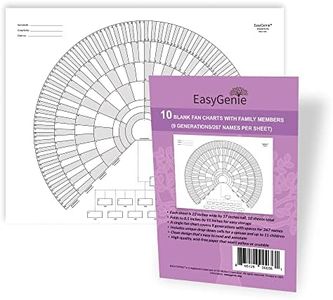 10 Blank Fan Charts with Family Members (9 Generations/267 Names) by EasyGenie