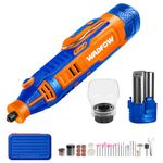 WADFOW Cordless Mini Rotary Tool, with 100 pcs accessories, Variable Speed, With Tool Case for Jade Carving Wood Punching Grinding Polishing Drilling Sanding Cutting