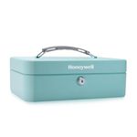 Honeywell Safes & Door Locks - Standard Money Lock Box with Key Lock - Steel Security Cash Box with 1 Removable Cash Tray & 5 Coin Slots - Durable & Scratch Resistant Money Box - 0.14 CU, Teal, 6112TL