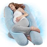 Nuliie Pregnancy Pillow for Sleeping, U Shaped Full Body Pillow with Washable Cooling Fabric Cover, Maternity Pillow Support for Back, HIPS, Legs for Pregnant Women (Cooling Light Blue)