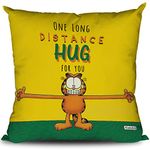 ODDCLICK Gift for Girlfriend Boyfriend One Long Distance Hug for You Long Distance Relationship Printed Cushion Cover - Gift for Boyfriend Girlfriend (12X12 Inches with Filler)