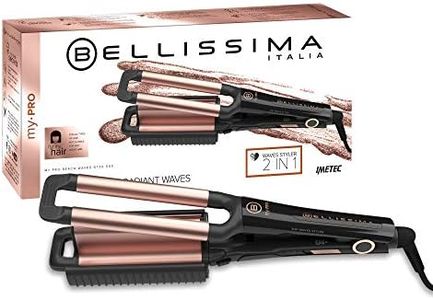 Bellissima MY PRO 2 in 1 Hair Waver Beach Waves Styler - Hair Crimper and Deep Waver Curling Iron, Ceramic Coating, Heat resistant handle, 160°C-200°C, Long-Lasting Results, Quick & Easy, Black & Gold