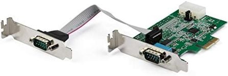 StarTech.com 2-port PCI Express RS232 Serial Adapter Card - PCIe RS232 Serial Host Controller Card - PCIe to Serial DB9 - 16950 UART - Low Profile Expansion Card - Windows, macOS, Linux (PEX2S953LP)