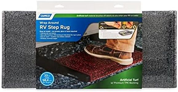 Camco 42945 Gray Premium Wrap Around RV Step Rug (Turf Material (22" x 23"))