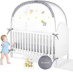 VEIZXUN Safety Crib Tent to Keep Baby from Climbing Out,Woderful Breathable Pop-up Mosquito Net Protable Tent for Travel Grey Tent With Rabbit 0-16 Mons