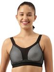 Enamor Women's Polyester Y-Panel for Bounce Control High Impact Padded Non-Wired and High Coverage Sports Bra -SB25(SB25-Greymelange-M)