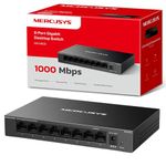 MERCUSYS 8-Port Gigabit Desktop Switch, 8× 10/100/1000Mbps Ports, Multiple Installation, Auto-Negotiation, Auto-MDI/MDIX, Power Saving, Metal case, Plug & Play, No Configuration Required (MS108GS)