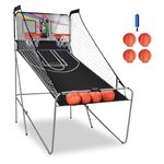 KOTEK Basketball Arcade Game Indoor, Foldable Dual Shot Electronic Basketball Games for 2 Players w/8 Game Options & LED Scoring System, Basketball Hoop Arcade for Family Home Play (Silver)