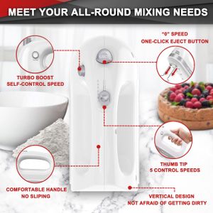 Lord Eagle Hand Mixer 400W – White Electric Kitchen Mixer