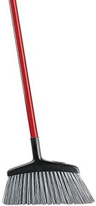 Libman Commercial 1102 Rough Surface Angle Broom, Steel Handle, 15" Wide, Red Handle and Gray Bristles (Pack of 6)