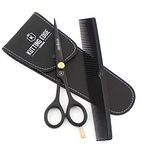 Kutting Edge Hair Scissors 6.0" Hairdresser Shears Professional Barber Hair cutting Trimming kit Black with Comb and Pouch for Salons Personal grooming needs and gifts