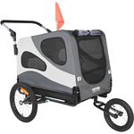 VEVOR Dog Bike Trailer, Supports up to 100 lbs, 2-in-1 Pet Stroller Cart Bicycle Carrier, Easy Folding Cart Frame with Quick Release Wheels, Universal Bicycle Coupler, Reflectors, Flag, Black/Gray