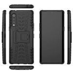 Lustree LG Velvet Hybrid Armor Back Cover Case with Kickstand Wheel Pattern ForLG Velvet (Black)