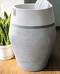 Goodpick Large Laundry Hamper - Tall Laundry Basket Cotton Rope Basket Woven Storage Baskets Dirty Clothes Hamper Blanket Basket for Living Room Decorative Pillow Basket, Grey 25.6" Height