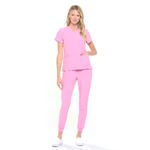 Dagacci Medical Uniform Women and Men Unisex 4-Way Stretch Jogger Scrub Set, Rose Pink, Medium